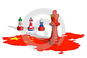 Chess made from China, Russia, Nord Korea and Iran flag