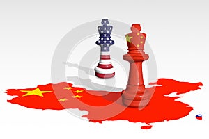 Chess made from China and USA flags