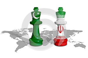Chess made from Pakistan, Iran flags
