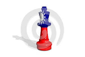 Chess made from Taiwan flag and isolated on a white background