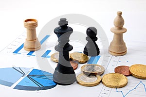 Chess man over business chart