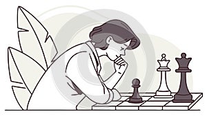 Chess Master Strategy: Deep Thinking in a Board Game vector design Generative AI