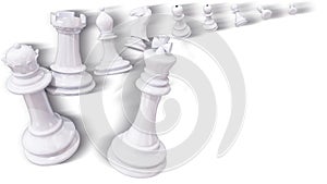 Chess pawn all in orbit like moving  planets - 3d rendering