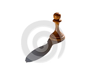 A chess pawn casting a bishop piece shadow