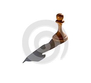 A chess pawn casting a knight piece shadow