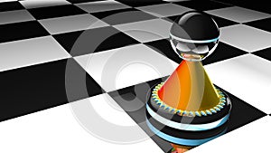 Chess pawn in 3D illustration