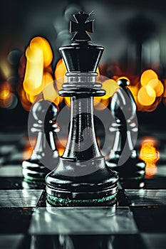 Chess pawn and king banner symbolizing challenge, critical decisions, and strategic moves