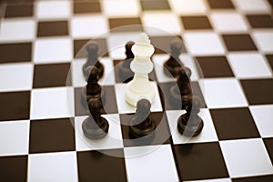 Chess pawns on the chess board game of picture