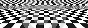 Chess perspective floor background. Black and white chessboard perspective floor texture. Checker board pattern surface