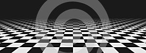 Chess perspective floor background. Black and white chessboard perspective floor texture. Checker board pattern surface