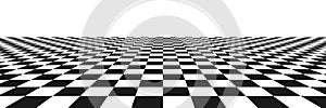 Chess perspective floor background. Black and white chessboard perspective floor texture. Checker board pattern surface