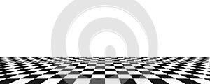 Chess perspective floor background. Black and white chessboard perspective floor texture. Checker board pattern surface