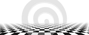 Chess perspective floor background. Black and white chessboard perspective floor texture. Checker board pattern surface