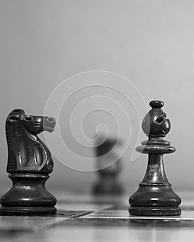 Chess photographed on a chessboard