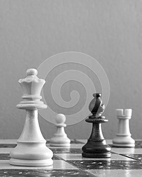 Chess photographed on a chessboard