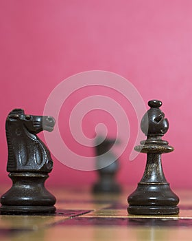 Chess photographed on a chessboard