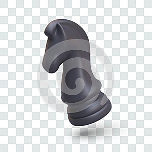 Chess piece, black horse, knight. 3D isolated vector image