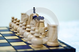 White set of chess pieces on board