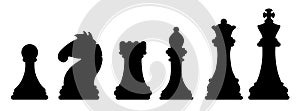 Chess pieces black silhouettes. Game concept image