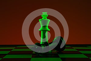 Chess pieces on a chessboard, check and checkmate, Confrontation of kings. The concept of confrontation, career, competition,