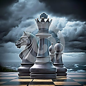 Chess pieces on the chessboard. photo