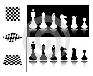 Chess pieces and chessboards