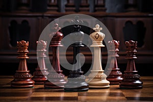 chess pieces in a cooperative stance