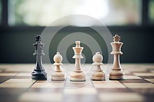 chess pieces facing each other on a board