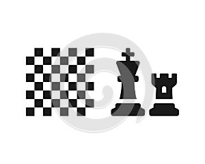 Chess pieces and chess field vector icon. Vector illustration EPS 10