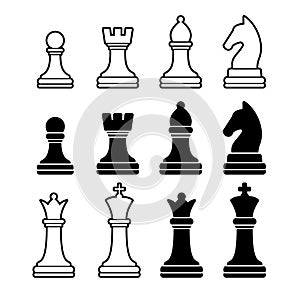 Chess Pieces Including King Queen Rook Pawn Knight