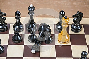 The chess pieces are placed on the chessboard