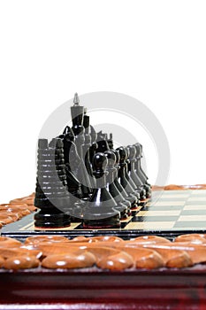 The chess pieces are placed on the chessboard.
