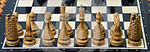 The chess pieces are placed on the chessboard.