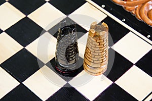 The chess pieces are placed on the chessboard.