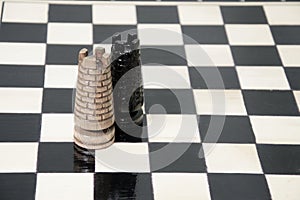 The chess pieces are placed on the chessboard.