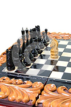 The chess pieces are placed on the chessboard.