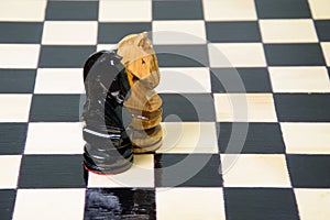 The chess pieces are placed on the chessboard.