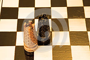 The chess pieces are placed on the chessboard.