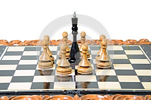 The chess pieces are placed on the chessboard.