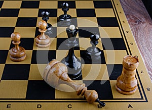 The chess pieces are placed on the chessboard