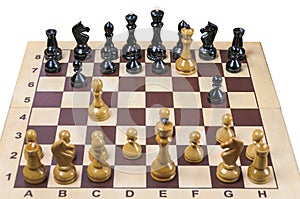 The chess pieces are placed on the chessboard