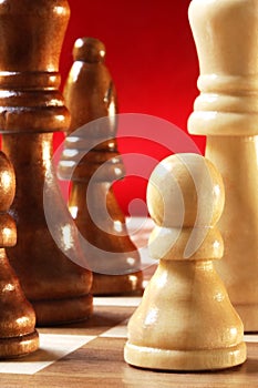 Chess Pieces on Red