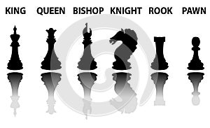 Chess pieces silhouette set