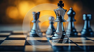 chess pieces on a strategic board, representing business strategy, ideal for concept banner with space for copywriting photo