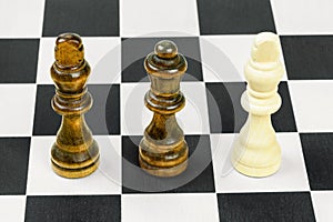 Chess pieces two kings with queen