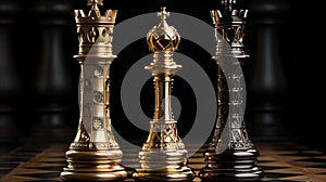 Chess pieces two kings and queen