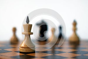 Chess. White king on chess board.
