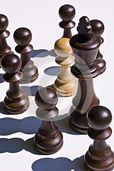 Chess pieces: white pawn near black king