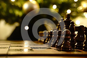 Chess play near the Christmas tree