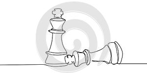 Chess player bearing down the opponent. Continuous one line drawing vector illustration